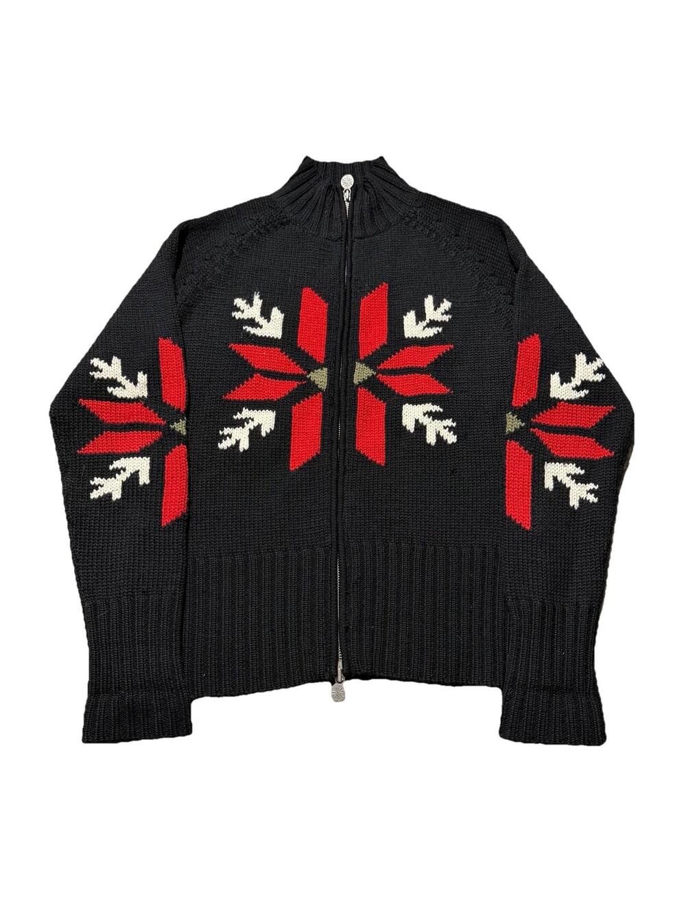 Neve Designs Womens Wool Apres Ski Zip Sweater Snowflake Winter Lodge Medium